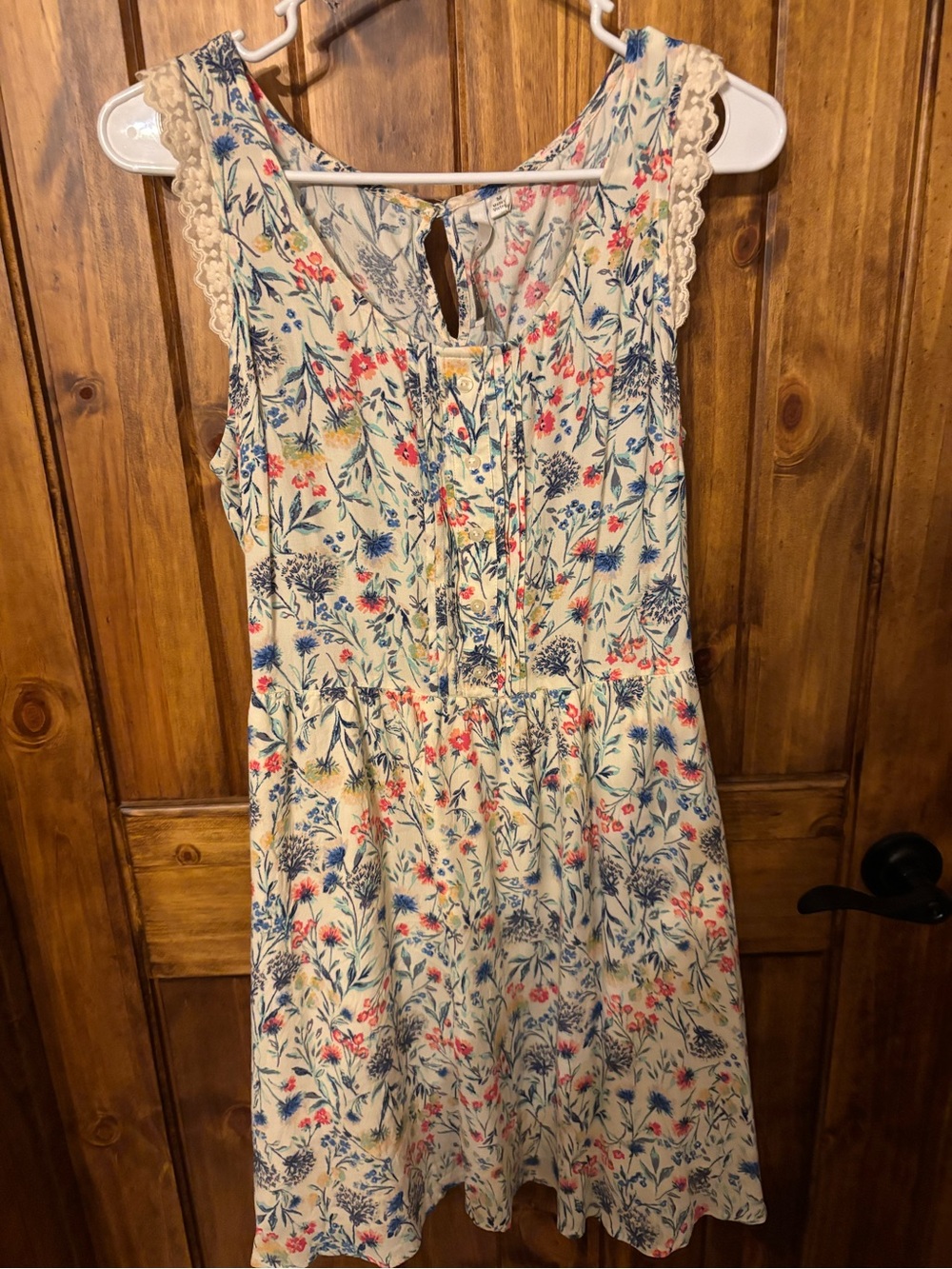 LC Lauren Conrad Cream Floral Sundress with Blue & Pink Accents